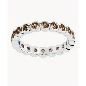 Sterling Silver Chocolate Helene Bezel Eternity Band Ring