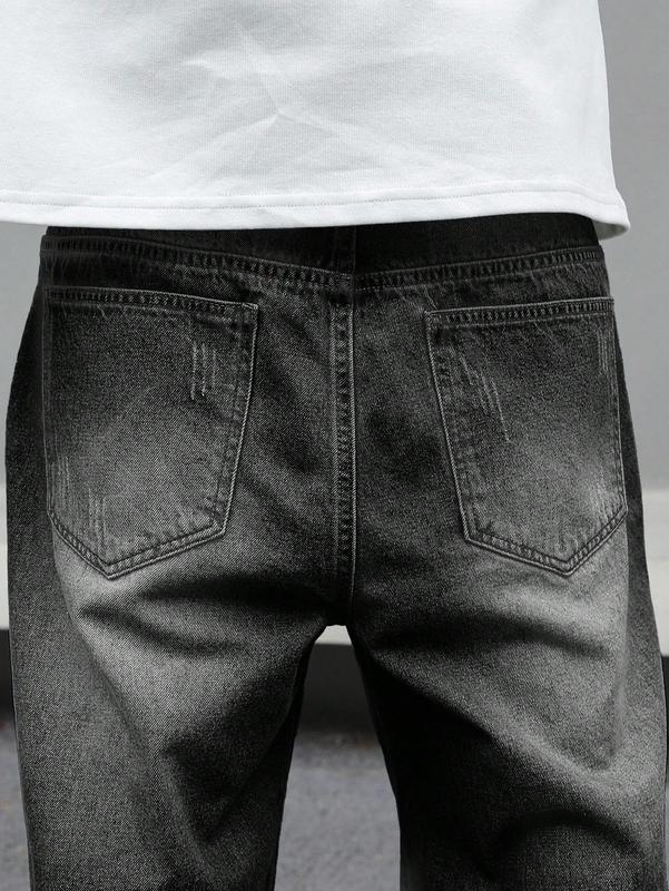 Men’s Loose Fit Distressed Denim Jeans for Streetwear and Everyday Style gift for dad jeans pants for men christmas gifts for dad mens pants cute boyfriend gifts mens jeans black jeans fall clothes dad gifts for christmas winter clothes