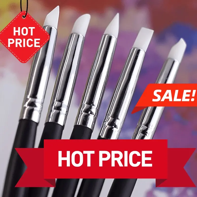 Set of 5 Silicone Rubber Tip Paint Brushes - Durable, Flexible, Unscented, and Multifunctional Art Supplies and Painting Tool for Watercolor, Oil Painting, and Crafts - Perfect for Polymer Clay Sculpting, Modeling, and DIY Projects