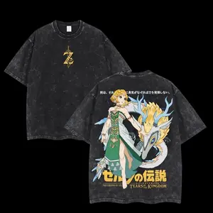valentine shirts Legend of Zelda Double Printed Oversized Unisex Acid Washed Lightweight Cotton T-Shirt, Zelda Shirt, Link To The Past, Graphic Tee, Menswear Casual Top men gifts Hoodie Straight Tshirt Streetwear