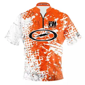 *FREE Custom Name & Logo* TOP Bowling Storm Logo Orange Custom Name Bowling Jersey Size S-5XL