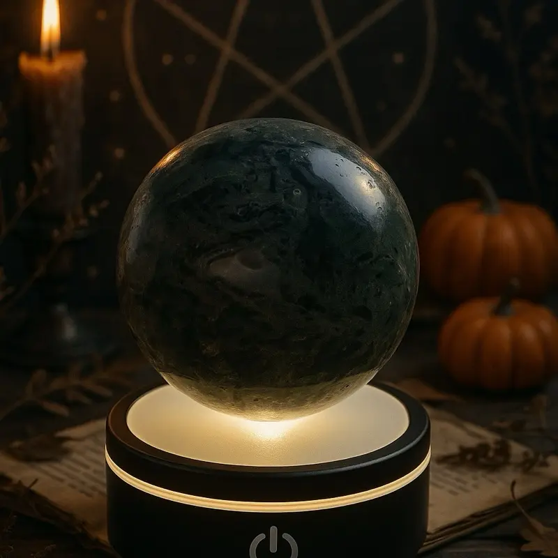 Moss Agate Sphere 309 g Crystal of Grounding Growth and Abundance for Stress Reduction and Prosperity Healing and Stability