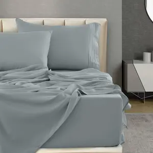 Lux Decor Twin Sheet Set - 3 PC Brushed Microfiber Bed Sheets 16 Inches Deep Pockets - Embroidered Pillowcase - Hotel Luxury Sheets Twin Size Bed Set - Soft Bedding Sheets (Gray)
