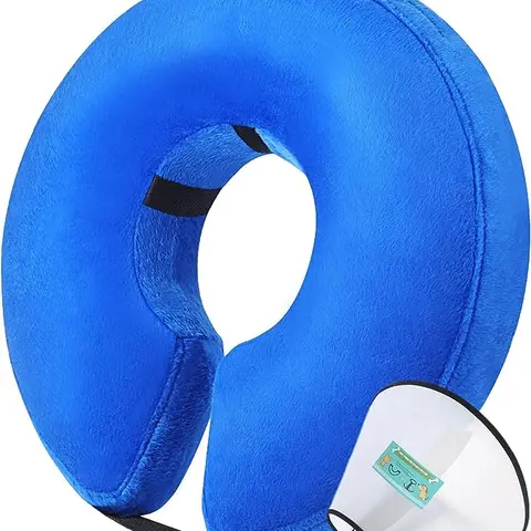 Soft Inflatable Dog Cone Collar Set, Protective Dog Donut Collar with a Comfy Plastic Cone for Dogs After Surgery, 2 E-Collars Protect More Areas, Adjustable Dog Cones for Large Medium Small Dogs