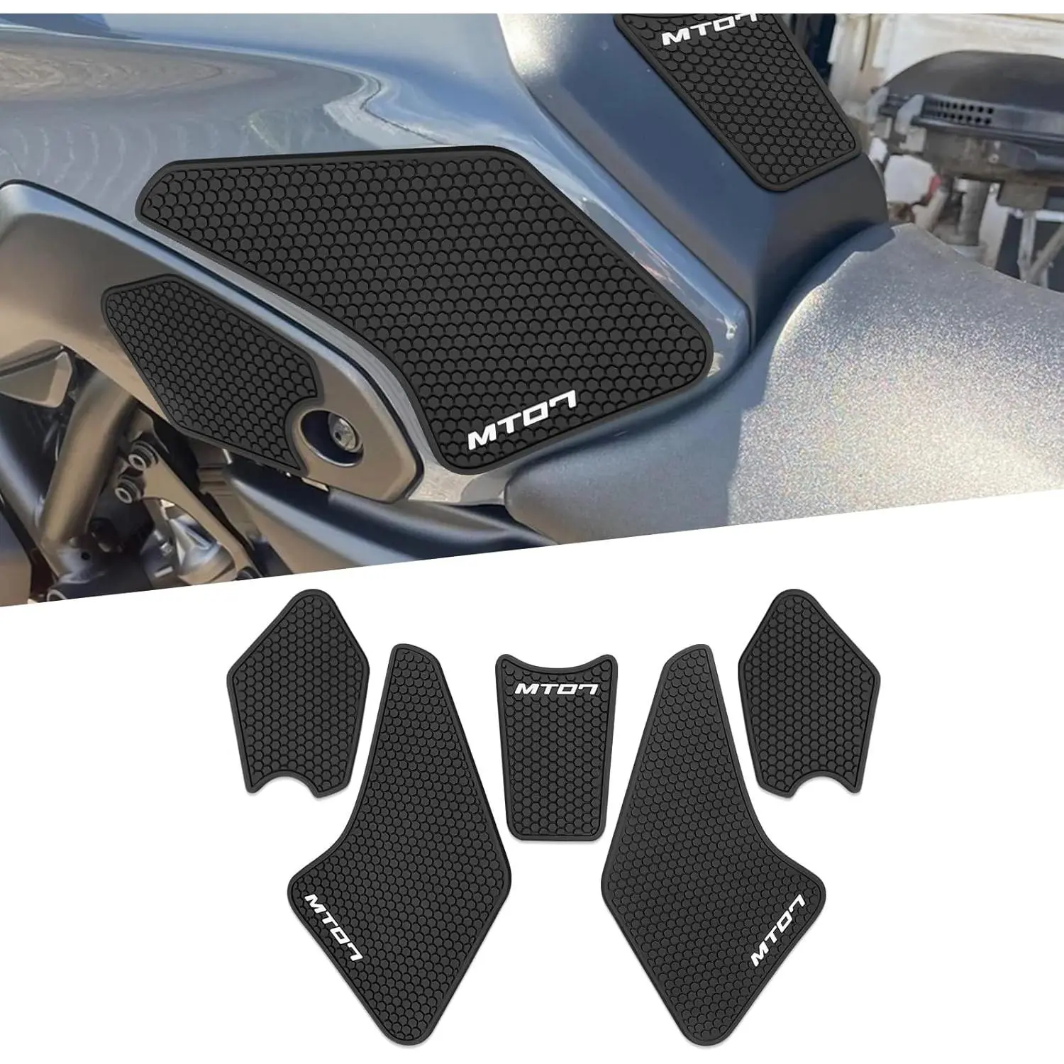 High-Quality 100% Brand New Tank Traction Pad Sticker for MT-07 Series 2021-2024, Easy-to-Install Motorcycle Side Accessory with Air Knee Grip, Scratch Guard for Gas Tank Scratch Protection