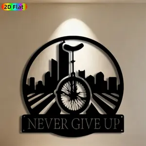 1pc Unicycle & Cityscape Metal Wall Art, Inspirational Unicycle Statue Mural, Ideal Gift for New Year, Easter, Urban Decor Enthusiasts,  Metal Wall Decor Wall Sculptures, Perfect for Home Wall & Garden Fence, Motivational Wall Art for Dream Chasers