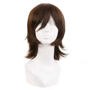 14 Inch/35 cm Short   Tail Synthetic Side Bangs Party Wig (Brown)