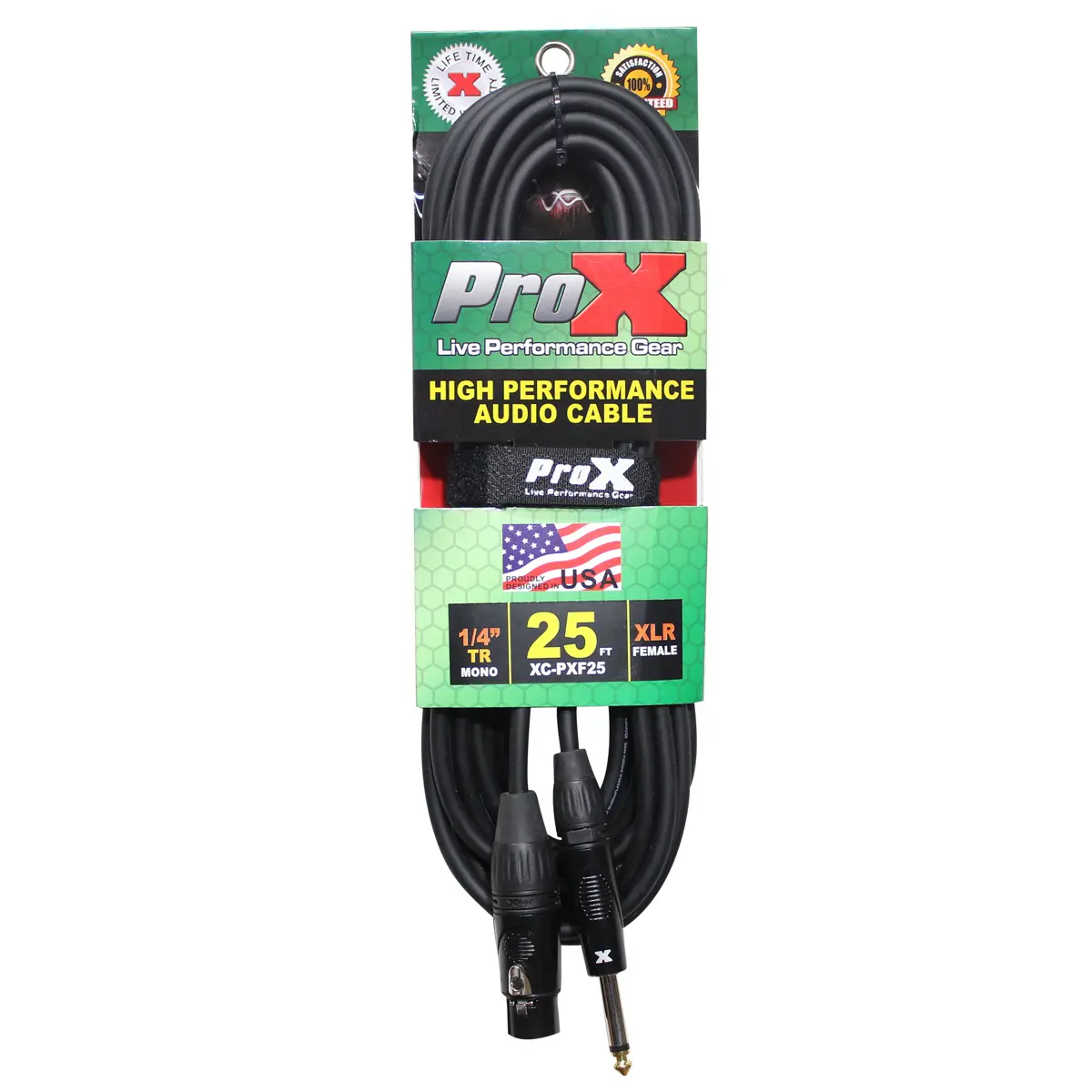 ProX XC-PXF25 25' 1/4" TS-M to XLR-F Unbalanced High Performance Audio Cable