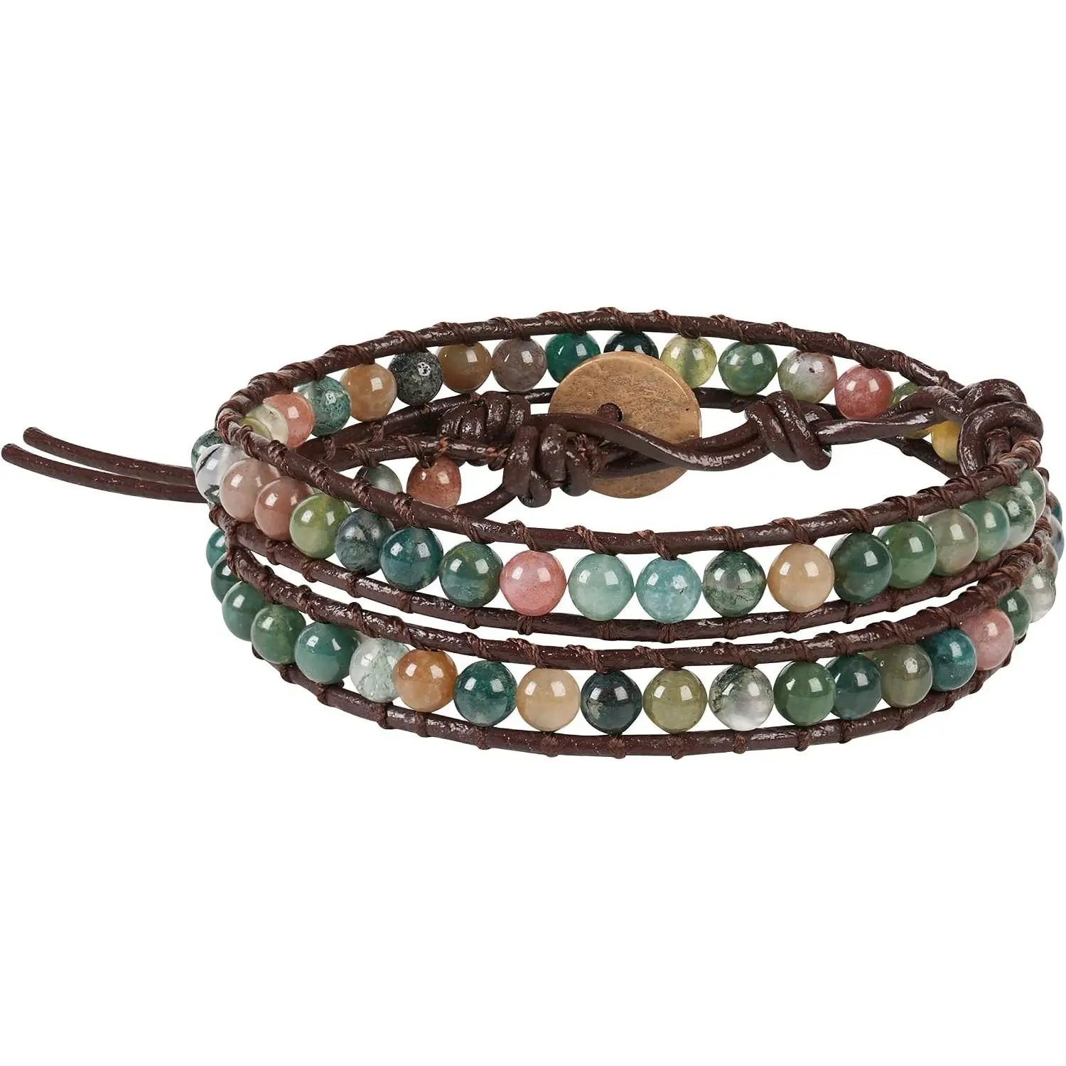 Infinityee888 Jasper 2 Wrap Bracelets and Choker woven Leather Necklace 2 in 1, Men Bracelet, Women Bracelet.