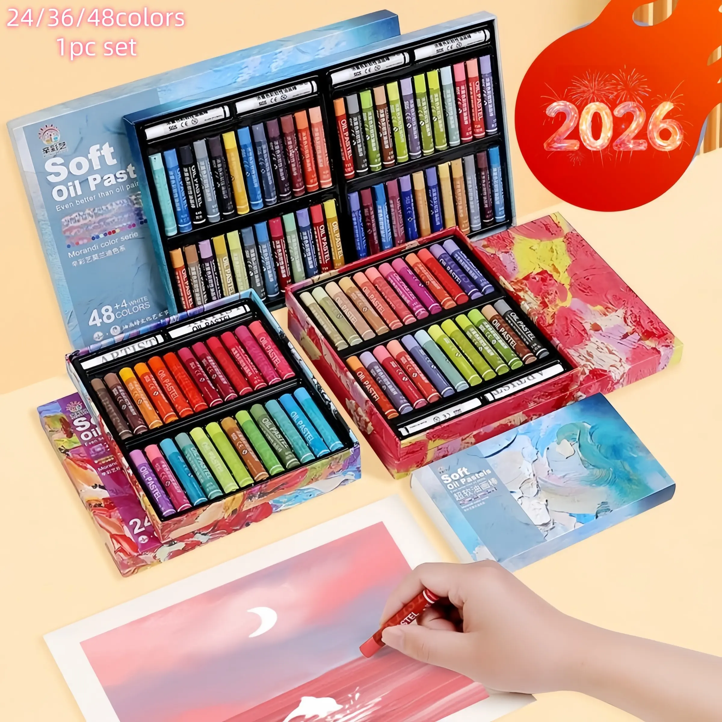 Artistic Soft Oil Pastel Set, 24/36/48 Colors, Macaron Shades, Safe Non-Toxic, Ideal for Drawing, Graffiti, School Supplies, Kids Art Tools