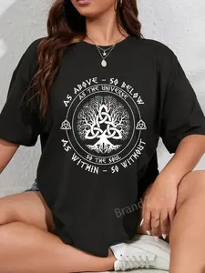 100% Cotton Unisex Celtic Tree Of Life As Above So Below Spiritual Yoga T-Shirt Casual Graphic Printed Vintage Tshirt