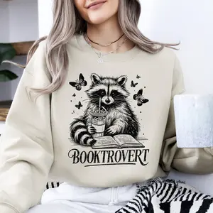Booktrovert, Raccoon, Reading, Booktok, Library, Books Sweatshirt, Crew Neck, Women's, Crewneck Booktrovert, Raccoon, Reading, Booktok, Library, Books Sweatshirt, Crew Neck, Women's, Crewneck