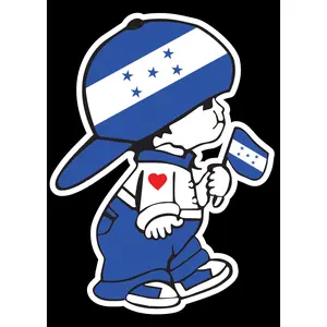 Honduras Boy Decal Car Window Vinyl Sticker Honduras flag with boy Sticker Monito Hondurenodecal