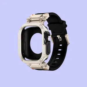 Strap + Case for Apple Watch Band Ultra 2 49mm 44mm 45mm TPU Protector Case Cover Silicone Bracelet for IWatch Series 9 8 7 6 5 4