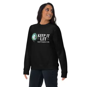 Keep It Lit Lux Sweatshirt - 100% Cotton Face, 65% Cotton 35% Polyester, Ribbed Crew Neck, Long Sleeve Cuffs, Flat Hem, Soft Fleece Inside, Comfortable Fit, Contemporary Streetwear Look