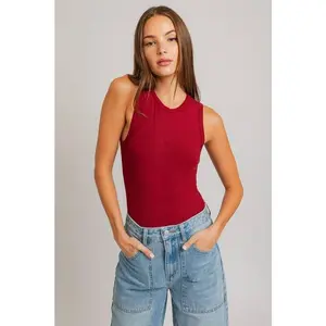 Burgundy Sleeveless Bodysuit