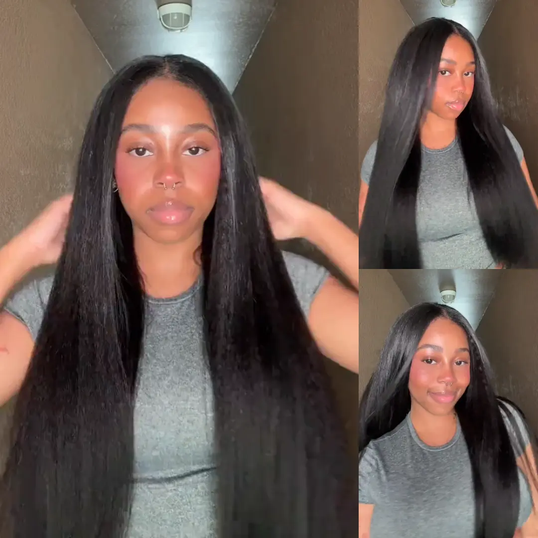 Nadula V Part Kinky Straight Summer Wig Minimal Leave Out Glueless 100% Human Hair Natural Density Soft Blends Well EasiContour Adjustable Cap Beginner Friendly SummerTurnUp