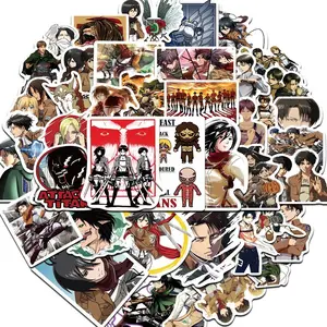 50pcs Attack on Titan Anime Stickers Pack, Waterproof Eren & Levi Ackerman Character Decals for Laptop, Water Bottle, Notebook & Skateboard, Anime Fan Gift, Scrapbooking
