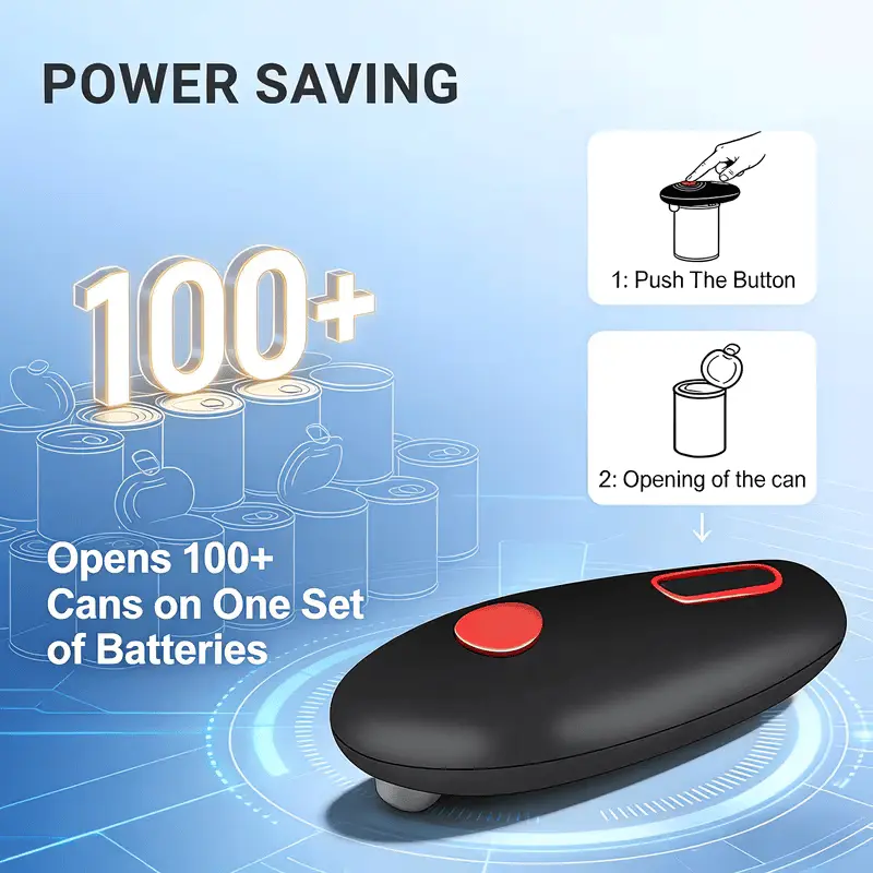 1-Touch Automatic Electric Can Opener - Portable Hands-Free Kitchen Gadget for Elderly & Individuals with Limited Hand Mobility