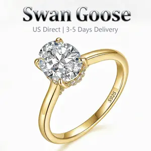 S925 Sterling Silver 2ct Round Cut European Engagement proposal Ring ,14K Gold Planted 5A Cubic Zirconia Solitaire, Anniversary Gift Jewelry for Women,Elegant All-match Fashion Accessories for Daily wear,Gold & Silver Options