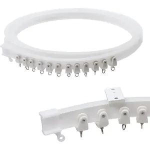 9.8 ft Ceiling Mounted Curtain Track Kit, Flexible Room Divider Rail for RV, Bathroom and