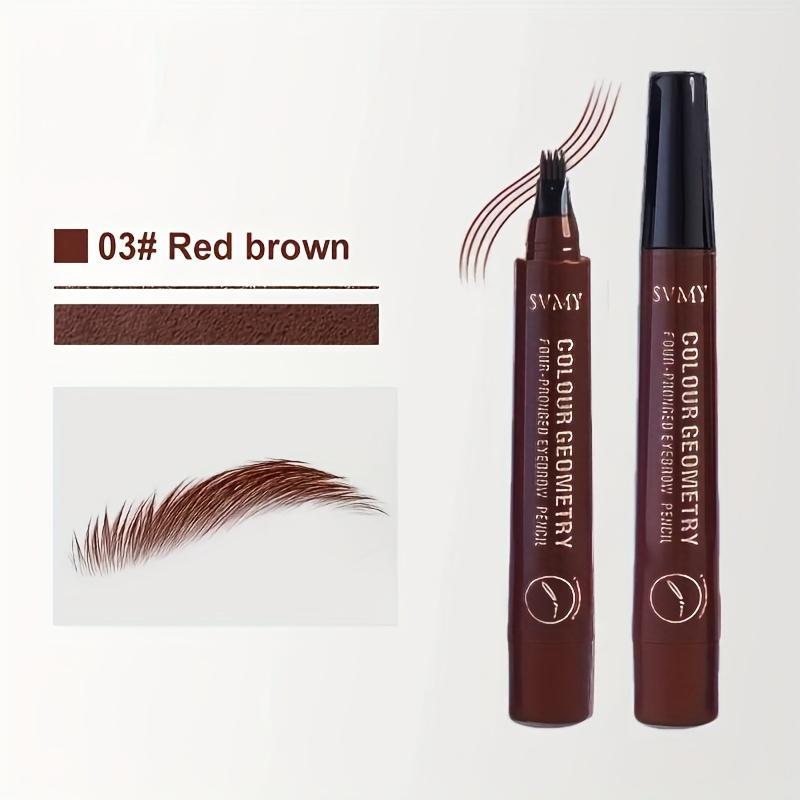Four Fork Liquid Eyebrow Pen Set Quick Dry Waterproof Smudgeproof Black Eyebrow Pencil Long Lasting Natrual Wild Brow Makeup Suitable Beginner Beautify Cosmetic