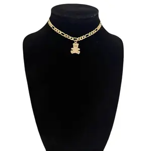 Tobillera Fígaro 4mm Wide with Charming Bear Pendant Size 9-10.5 Ideal for Medium-Sized Accessory Comfortable Fit