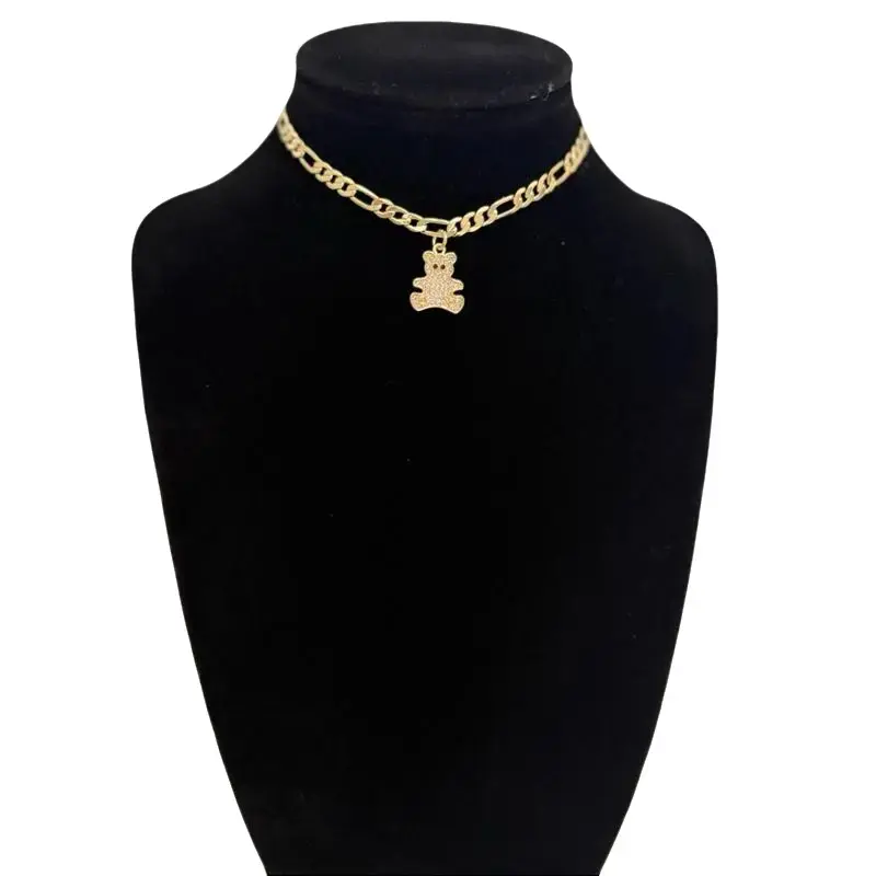 Tobillera Fígaro 4mm Wide with Charming Bear Pendant Size 9-10.5 Ideal for Medium-Sized Accessory Comfortable Fit