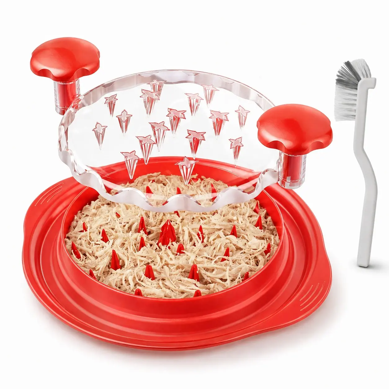 Chicken Shredder Tool Twist Large – Visible Meat Shredder with Anti-Slip Base & Ergonomic Handle | BPA-Free Heavy Duty Shredder for Chicken & Beef | Cleaning Brush Included