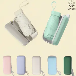 Portable Folding Umbrella with Storage Box, 1 Count Lightweight Mini Umbrella, Manual Open Umbrella for Business Travel, Fashionable Cute Design Umbrella, Portable Rain Umbrella