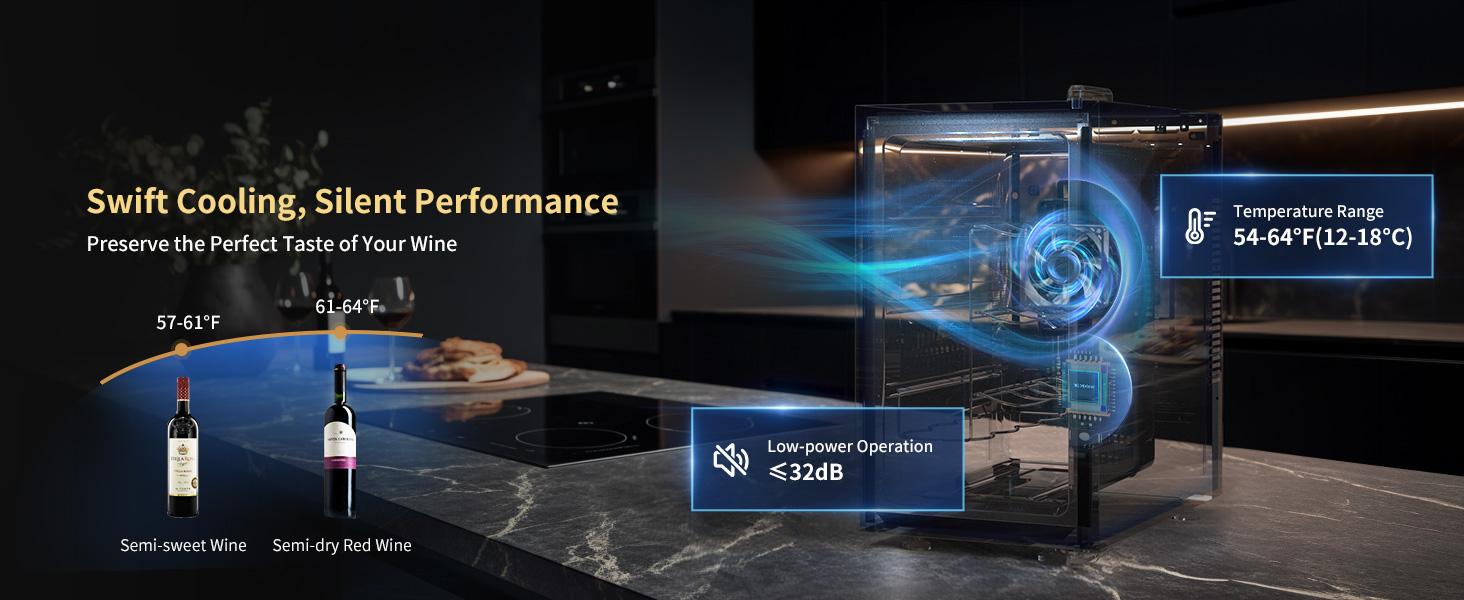 Wine Cooler Fridge, 8 Bottle Wine Chiller with Wine Rack/Lighting, Fast Cooling Thermoelectric Queit Wine Cabinet Cellar for Red White, Energy Efficient Gifts for Women Men