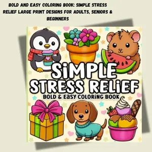 Bold and Easy Coloring Book: Simple Stress Relief Large Print Designs for Adults, Seniors & Beginners