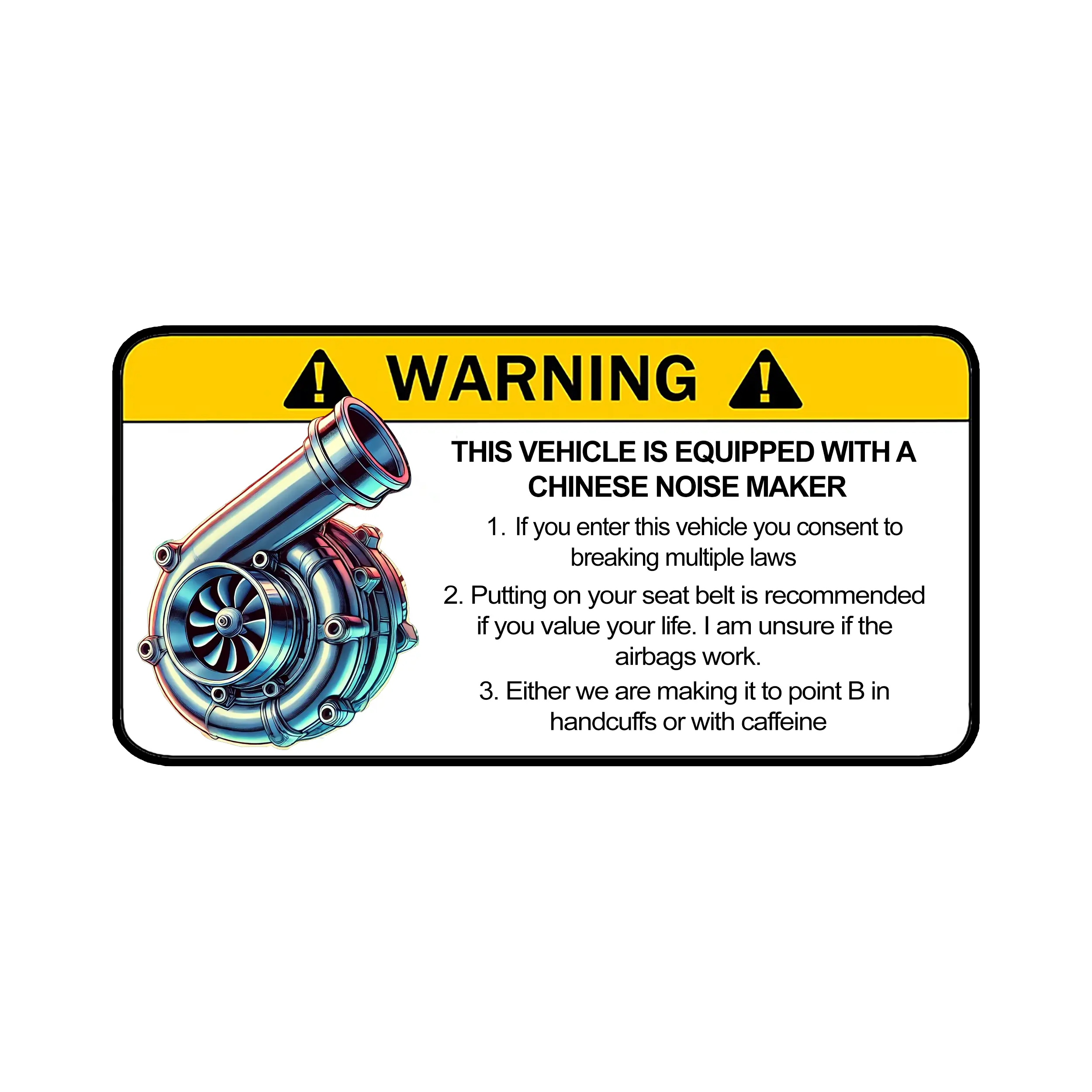 Custom Racing Airbag Warning Sticker Decal