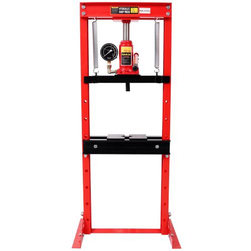 12Ton Bottle Jack Shop Press with Gauge, Bend, Straighten, or Press Parts, Install Bearings, U-Joints, Bushings, Ball Joints, and Pulleys,RED