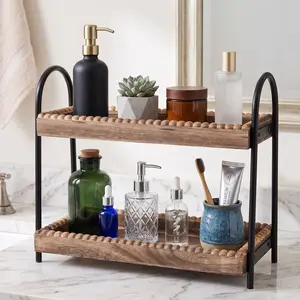 2 Tier Bathroom Countertop Organizer Vanity Shelf for Skincare Makeup Coffee Station