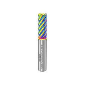 Tools Carbide End Mills,6 Flute Square Milling Cutter，DLC Coating High Helix Angle for Aluminum, Copper Finshing Milling Processing - 1/8 Shank (1/8-2.0" 1PCS)