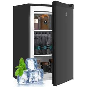 HOMCOM Mini Freezer Countertop, 3 Cu.Ft Compact Upright Freezer with Removable Shelves, Reversible Door for Home, Dorm, Apartment and Office, White