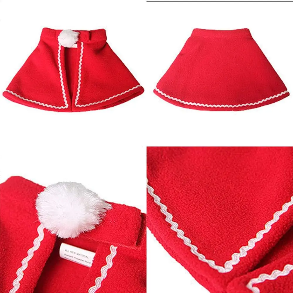Barkbuy Pet Santa Costume – Hat, Cloak, and Scarf for Cats and Dogs | Red Velvet Outfit for Christmas, Birthdays, and Parties