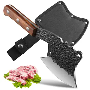 Professional Forged Butcher Knife with Sheath, 1 Count Heavy-duty Meat & Bone Cleaver, Perfect for Home Kitchens & Restaurants