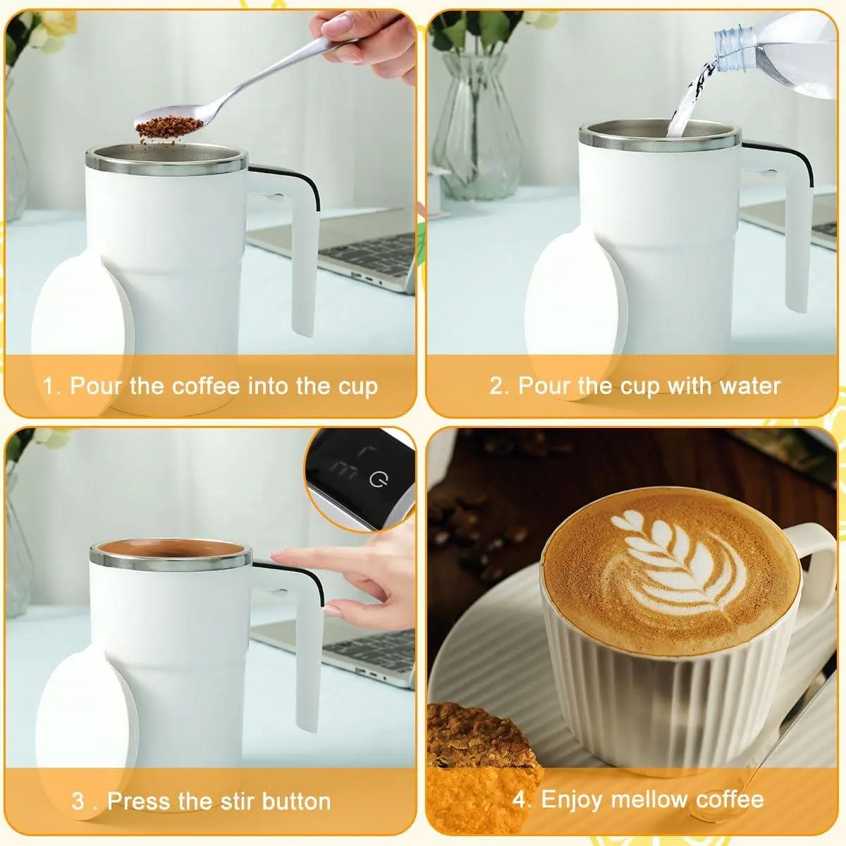 380ml/12.85oz Automatic Magnetic Stirring Coffee Cup, Rechargeable Electric  Coffee Mug, Digital Display Personal Coffee Cup, USB Rechargeable Mug,  Gifts for Family Friend - TikTok Shop