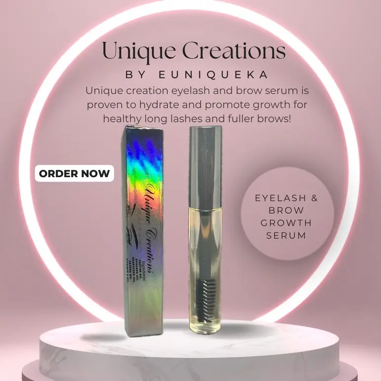 Unique Creations Eyelash & Brow Growth Cosmetic Serum Lightweight Gentle Makeup Mascara false lash effect