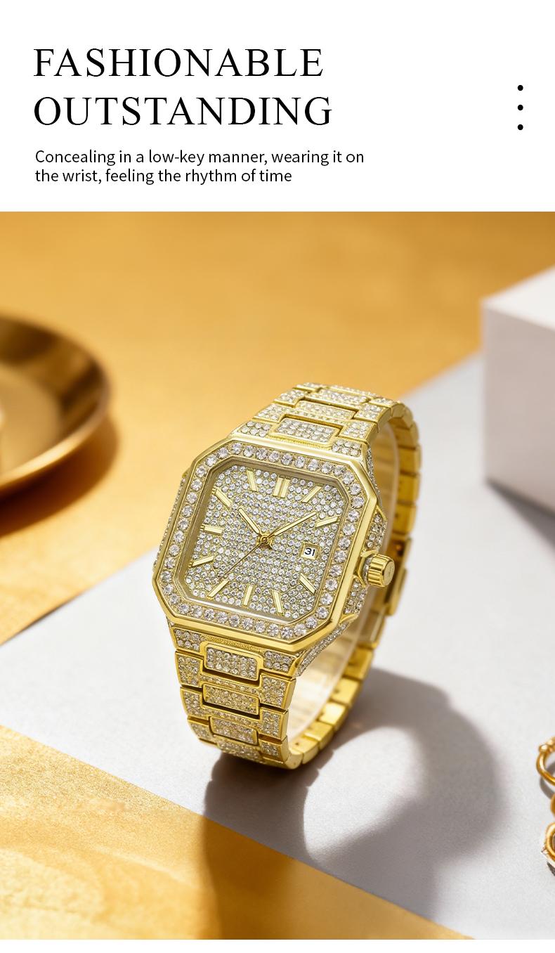 【TikTokShopStockUp】Luxury Ladies' Watch Valentine’s Day Gift  Square Dial Diamond-Encrusted Quartz Watch - Fashionable, Sparkling & Versatile, Timeless Classic Design, Comes with Watch Adjustment Tool & Gift Box | Perfect Christmas Gift