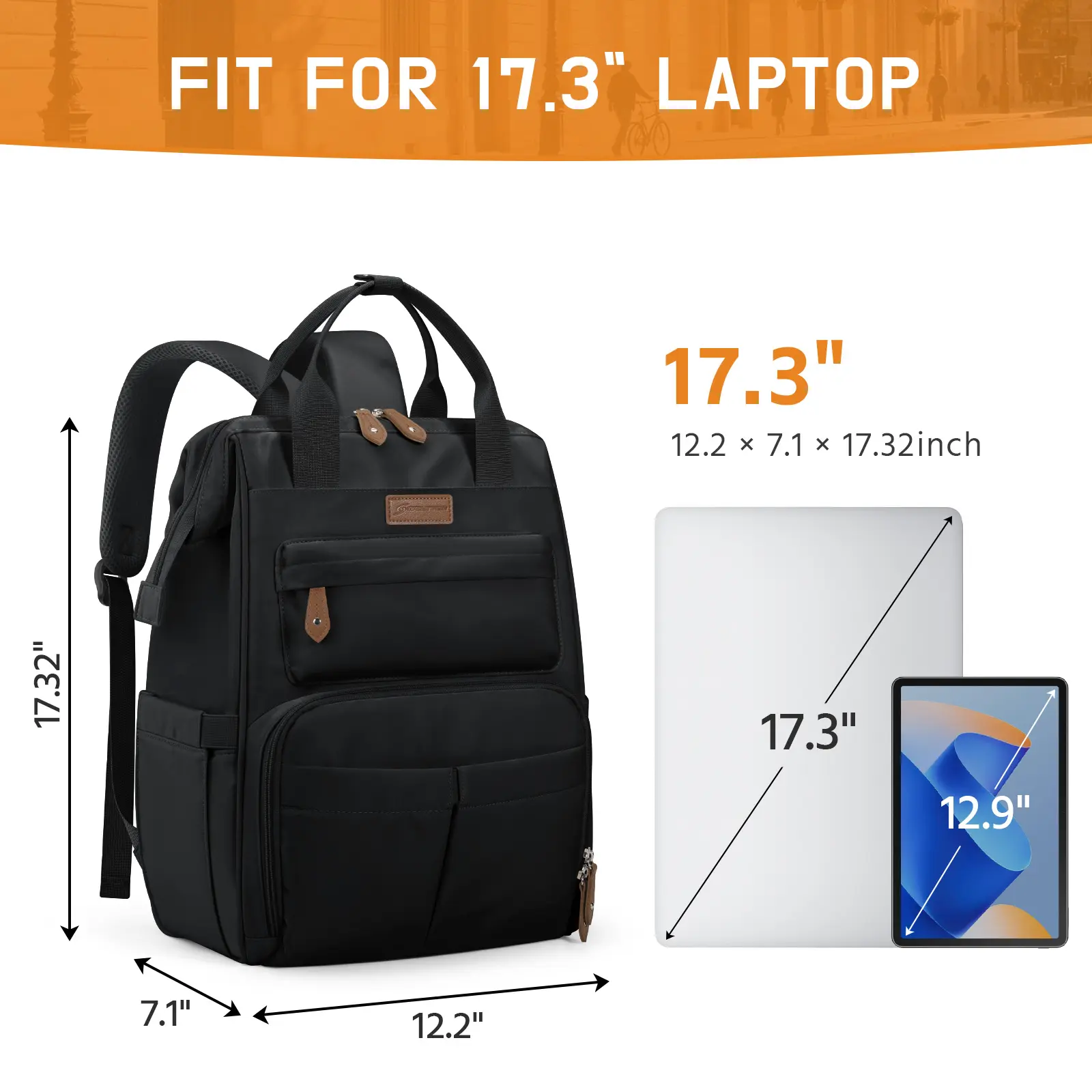 Waterproof Laptop Backpack 15.6-17.3 Inch Anti-Theft Travel Business Bag VANKEAN 17.3 Inch Business Travel Laptop Backpack – Kinzd main image 2