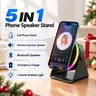 Dohelly 5-in-1 Multifunctional Desktop Wireless Bass Speaker Stand - USB Type-C Lightweight Portable Charger, 5000mAh Rechargeable Power Bank, 360° Adjustable Rotatable Electronic Holder for Smartphone/Tablets, Colorful Ambient Light, Cool Adult Gadget