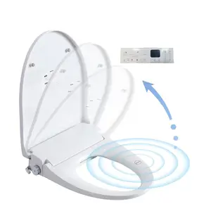 20.2*15.24*3.74 Inch Smart Bidet Seat Radar Auto Open Close Lid Instant Heating Heated Seat Multi Washing Modes Self-Cleaning Nozzle Adjustable Temp Pressure Remote Side Control Fits Elongated Toilets