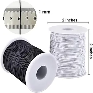 Elastic String for Bracelets, 2 Rolls 1 mm Sturdy Stretchy Elastic Cord for Jewelry Making, Necklaces, Beading
