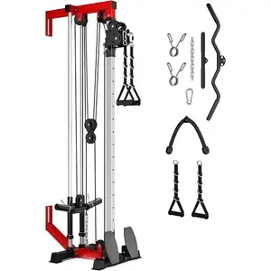 Wall Mount Cable Station, WM1 Cable Crossover Machine with 17 Positions, High and Low Cable Crossover Machine with Removable Footplate for Garage Home Gym