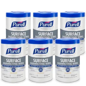 PURELL Professional Surface Disinfecting Wipes 110 Count Canister 7"x 8" Pack of 6 Citrus Scent for Personal and Professional Use Cleaning Household