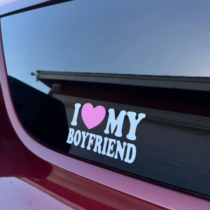 I Heart My Boyfriend Window Vinyl Decal Sticker - Durable & Easy Application for Cars & Windows - Express Your Love with Stylish Design