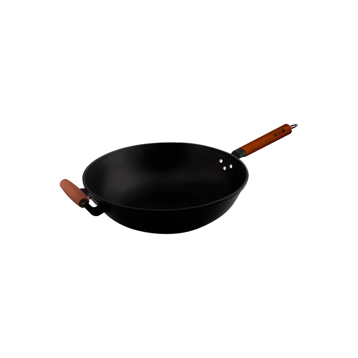 COOKER KING 34CM Wok Pan - Professional Carbon Steel Wok for Stir Frying, Authentic Chinese Wok with Single Handle, Non-Coated, Oil-Saving, Becomes More Non-Stick with Use (CKN9634ZH)